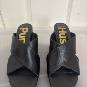 Hush Puppies Black Mules Modern Crossover Design